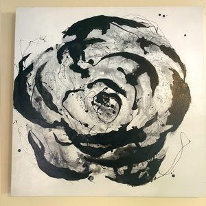 24x24 Black & White Canvas Painting Wall Decor Art